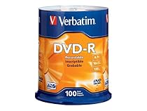 Verbatim 4.7GB up to 16x Branded Recordable Disc DVD-R 100-Disc Spindle 95102