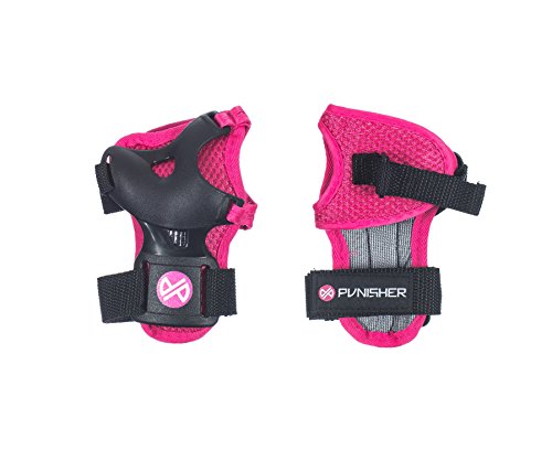 Punisher Skateboards Childrens Protective Pad set for Skateboarding, Elbow Knee and Wrist Pads, Size Small, Pink, Ages 5+