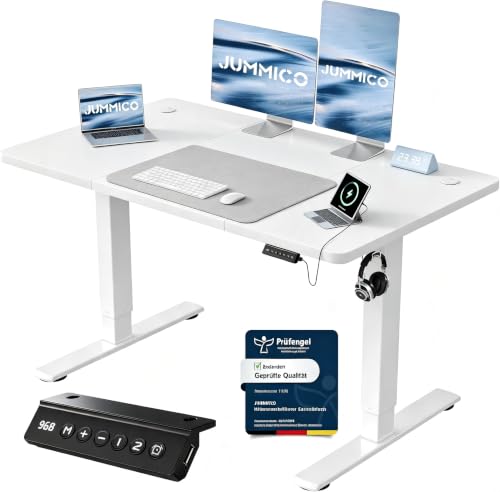 JUMMICO Höhenverstellbarer Schreibtisch 120 x 60 cm, USB-A-Anschluss