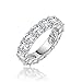 Erllo 4x4mm Cushion Cut 925 Sterling Silver Cubic Zirconia Fashion Ring Eternity Engagement Wedding Band