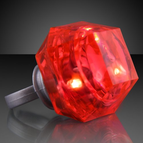 Red Huge Gem Light Up LED Rings (Set of 24)