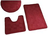 Dainty Home 3-Piece Bath Set with Rug/Contour/Lid Cover, Burgundy (Kitchen)