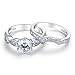 BL Jewelry Sterling Silver 6 Prongs Solitaire Bridal Engagement Wedding Ring Set