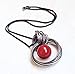 Nataliya Crystal Red Bead Circle Pendant Statement Necklace