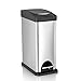 Fortune Candy Step Trash Can,Carbon Steel Garbage Can with Lid and Plastic Inner Bucket for Bathroom (Stainless Steel)