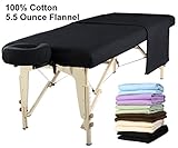 Master Massage  Universal Massage Table Flannel Sheet Set 3 in 1 Table Cover, Face Cushion Cover, Table Sheet (Black)
