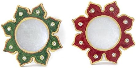 Marble Flower Shape Beautiful Deepawali Deepak | Marble Flower Shape Red Meenakari Work Deepak | Home Decor|Marble Handicrafts|Meenakari Work|Handwork|Handpainted|Makrana|Sangemarmar Marble|Traditional|Decorative|Gift item|Showpiece|Heritage|Royal | Deepawali accessory