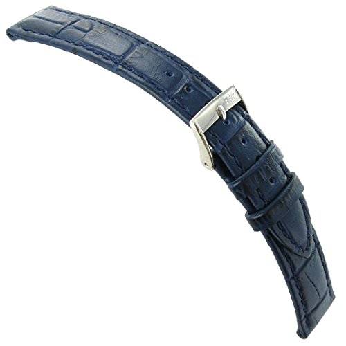 18mm Morellato Genuine Leather Alligator Grain Lightly Padded Stitched Matte Blue Watch Band Regular-2269