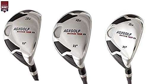 AGXGOLFMen's Magnum XS #3, 4 & 5 Hybrid Utility Irons Set w/Graphite Shafts + Covers Right Hand; Cadet, Regular or Tall Lengths; US Built