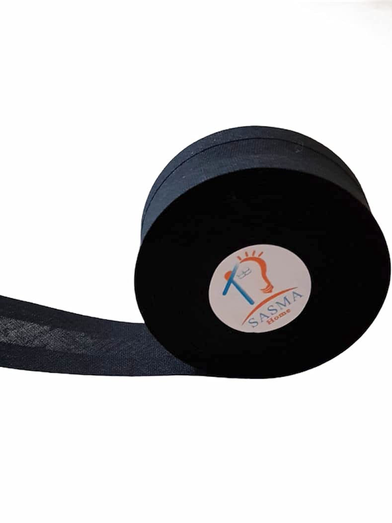 5 or 50 Metres x 1" 25mm White/Black Cotton Bias Binding Craft Sewing Tape (Black, 50Meter)