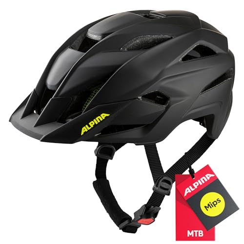 ALPINA Stan MIPS MTB-Fahrradhelm, Black-neon-Yellow matt, 51-55 cm