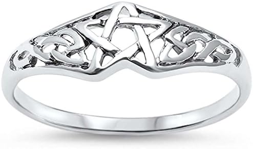 17596 Pentagram Celtic Star .925 Sterling Silver Engagement Ring