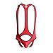 Men's Jockstrap Leotard Underwear Jumpsuits Wrestling Singlet Bodysuit(Red L)