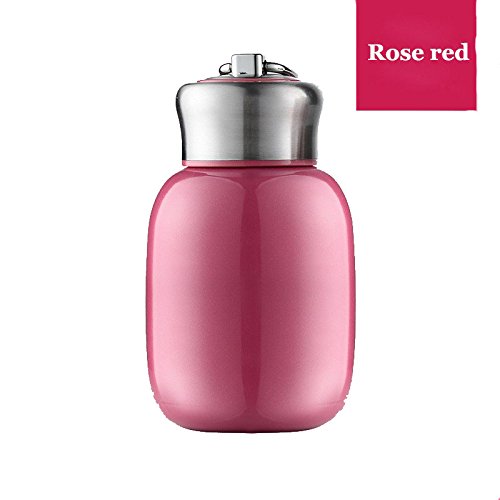 280ML Mini Cute Coffee Vacuum Flasks Thermos Stainless Steel Travel Drink Water Bottle Thermoses Cups and Mugs (Rose Red)