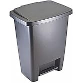 Rubbermaid Step-On Trash Can with Lid, 8.25-Gallon, Gray, Easy Clean Wastebasket for Home/Kitchen/Bedroom/Office