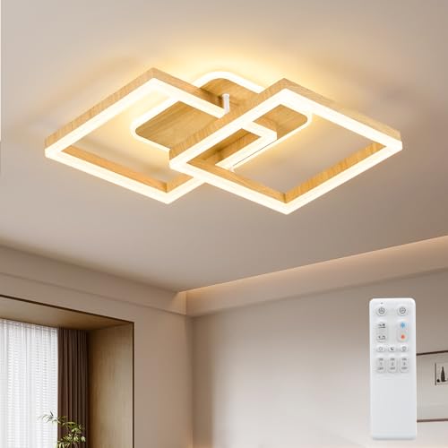 ANTENLICHT LED Deckenlamape Wohnzimmer Modern Geometrisch, 40W Wohnzimmerlampe mit Fernbedienung Stufenlos Dimmbar 3000-6500K, Deckenleuchte aus Metall für Wohn