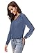 Urban CoCo Womens V Neck Ruffled Shoulder Business Causal Chiffon Blouse Button Down Shirts (L, Greyish Blue)