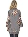 Yonala Womens Fashion Floral Open Front Blouse Loose Tops Kimono Floral Print Cardigan,Grey,X-Large