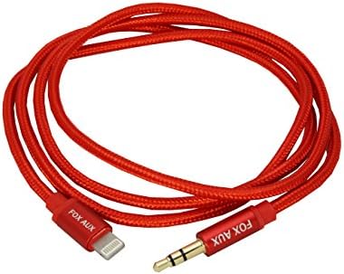 iPhone 7 &amp; 7 Plus Lightning to 3.5mm Male Auxiliary Cord - Premium Headphone Adapter to Car Stereo (3.5mm Aux Cable) (Red Nylon)