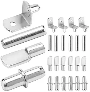 Shelf Pegs - 80 Pack Shelf Pins Kit Shelf Pins Shelf Support Pegs Cabinet Shelf Pegs, Nickel Plated Shelf Support with Screw Hole-4 Styles