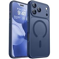 CANSHN Magnetic Compatible with iPhone 17 Pro Case, Upgraded [Full Camera Protection] [Compatible with Magsafe] [Translucent Matte] Shockproof Protective Phone Cover 6.3 Inch - Deep Blue