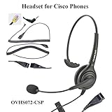 Cisco IP Phones Compatible Call Center Headset with Noise Cancellation and Quick Disconnect Cords
