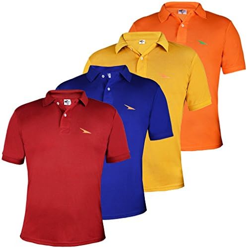 PRO Lapes Men's Polo Neck T-Shirts Set Of 4 XX-Large Orange