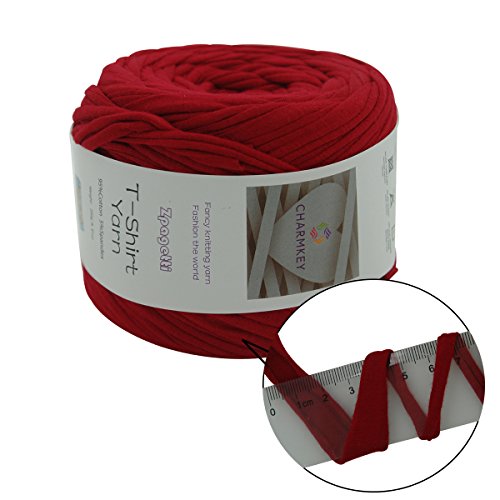 Charmkey Zpagetti T Shirt Yarn Strong Recycled Cotton Blend Ribbon 6 Super Chunky Elastic Knitting Cloth Fabric for Bag Cushion and DIY Crocheting Projects, 1 Skein, 8.82 Ounce (Deep Heather Grey)