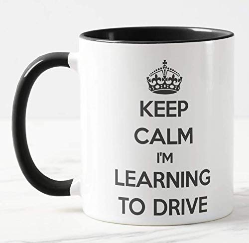 Vixar Keep Calm I'm Learning to Drive Coloured Mug Gift Present Learner Driving Lessons (Black)