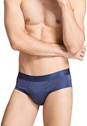 Pure Silk Knitted Underwear Ventilate Simple Design Blue XL