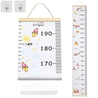 Update Baby Growth Height Chart, Canvas Removable Durable Nursery Wall Decor Wall Ruler for Kids Rocket Patterns 79" x 7.9"