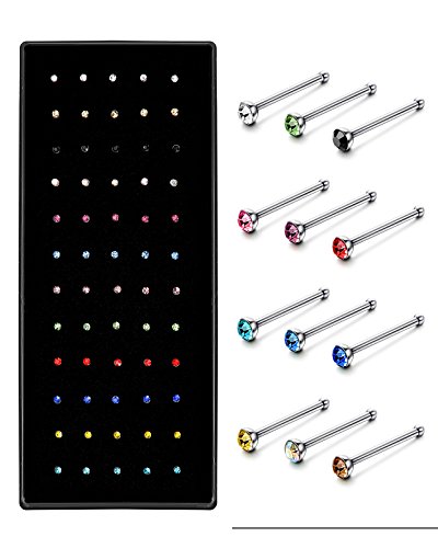 Besteel 60pcs stainless steel 1.5mm crystals piercing j…
