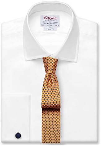 TM Lewin Plain Luxury Regular Fit Twill Shirt, White, Size: 16" Long