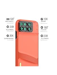 MOMAX   Funda para iPhone X: 6 en 1, lente de doble óptica (180°ojo de pez, 2X Telephoto, 120° de ángulo amplio, 10X 20X Macro), dos capas de doble protección