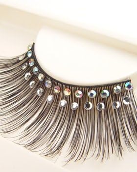 2 Layers Crystal Eyelashes in Swarovski Rhinestones 2L301L Black