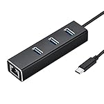 USB-C to USB 3.0 Adapter 3-Port Hub with Ethernet Converter for USB Type-C Devices Including Macbook, Mac Pro / Mini, IMac, Surface Pro, XPS, Notebook PC, USB Flash Drives, Hard Drives and More