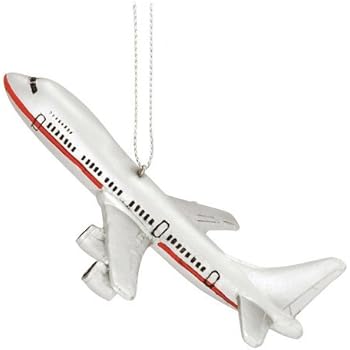 1 X Commercial Airliner Resin Hanging Tree Ornament - Size 4.25 inch by Midwest-CBK