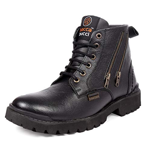 Bacca Bucci® New York Men’s Military Genuine Leather Motorcycle Combat Boots for Men
