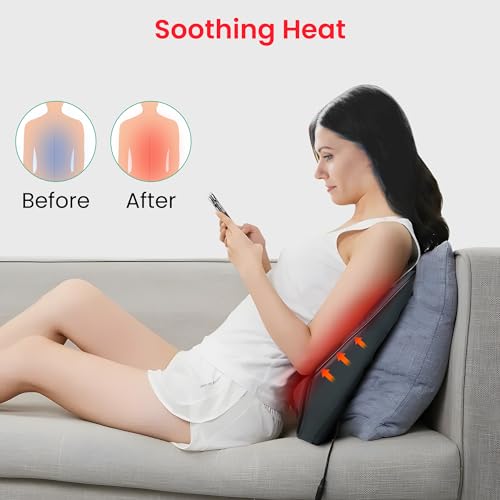 Snailax Shiatsu Lower Back Neck Massager with Heat, Back Massager for Deep Tissue, 3D Kneading Massage Pillow for Neck Shoulder Legs, Birthday Gifts for Men Women