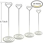 BERON Set of 10 8.7 Inch Wire Photo Clips with Heart-shaped Holder and 3 Inch Spiral Base for Tabletop Use (Silver)