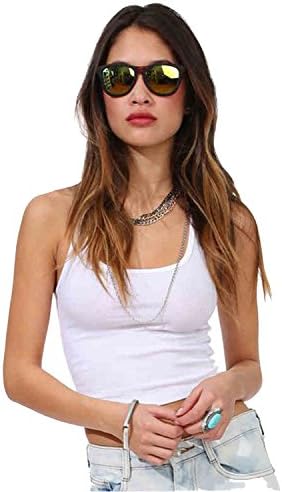 B Dressy Women's Valletta Camisole Shelf Bra Top Sexy Back Short Fashion Vest,White,M