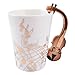 BUYNEED 12.9 Oz Novelty Music Note Coffee Mug with Lid,Ceramic Music Tea Cup Mug Staves for Players Musicians,Black