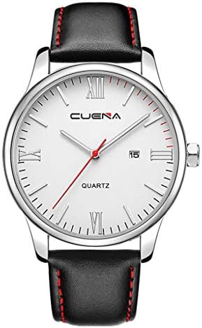 Watch Luxury Fashion Faux Leather Mens Quartz Analog Watch Watches Black
