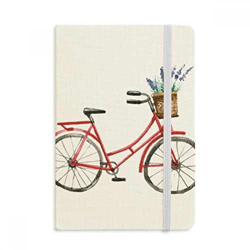 Watercolor Bicycle Lavender Flower Notebook Fabric Hard Cover Classic Journal Diary A5