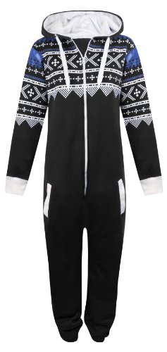 Mens Womens Unisex One Direction Rihanna Aztec Camouflage Hooded Onesie Jumpsuit - Black - UK 10 (M) - (80% Cotton 20 % Polyester)