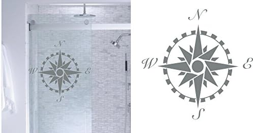 Compass Rose- DIY Etched Glass Vinyl- Window Film Privacy- Shower Door- Bathroom Decals- Front Door -Window Dressing- Etched Glass Decal