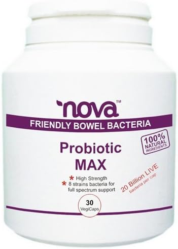 NovaDetox Probiotics Max - High Potency Multi Strain 20 Billion Live Probiotic Bacterium - Tub of 30 Capsules by Nova Health Products