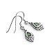 925 Sterling Silver Bali Inspired Vintage Green Abalone Shell Filigree Dangle Hook Earrings