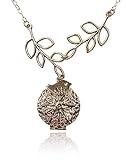 Bird and Tree Branch Silver-tone Charms Aromatherapy Necklace Essential Oil Diffuser Locket Pendant Jewelry w/reusable felt pads!