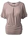 Doublju Loose Fit Shirring Dolman Blouse Top for Women with Plus Size